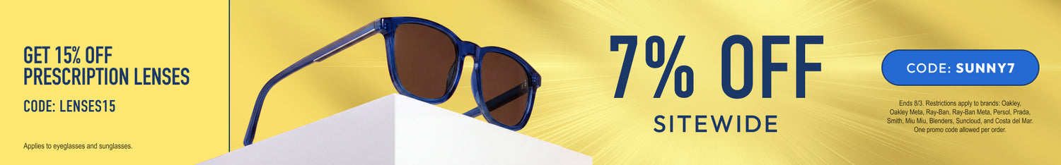 Eyewear Sale 7% Off Sitewide or 15% Off Prescription Lenses