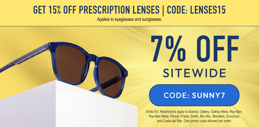 Eyewear Sale 7% Off Sitewide or 15% Off Prescription Lenses