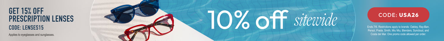 Independence Day Sale 10% Off Sitewide or 15% Off Prescription Lenses